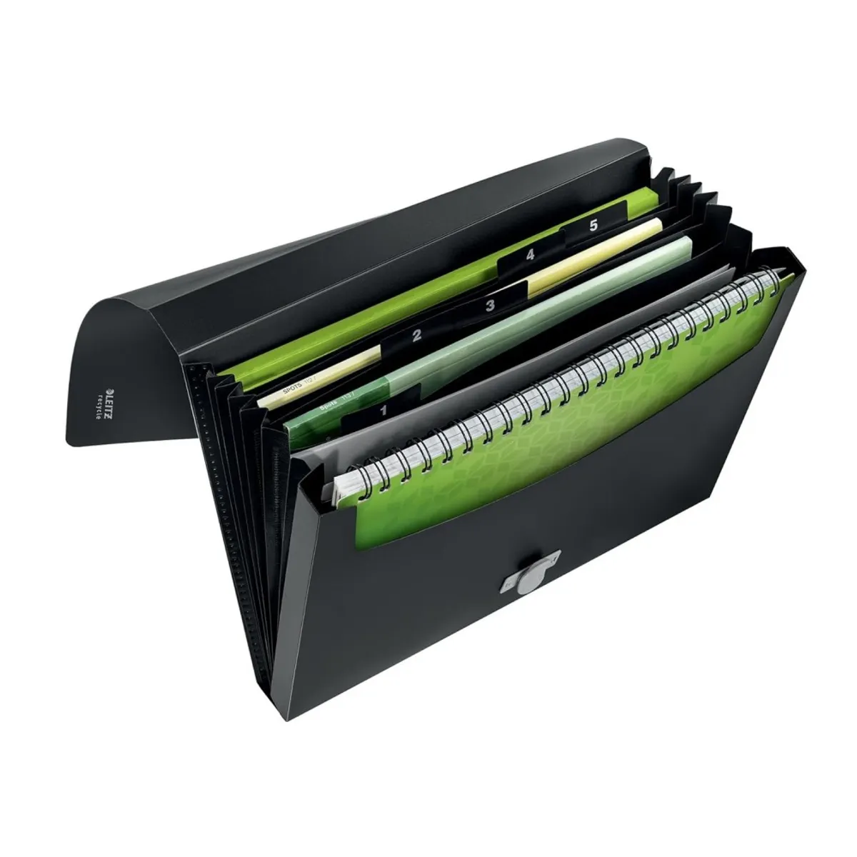 Папка с 5 отделения Leitz Recycle, A4, рециклиран РР, черна