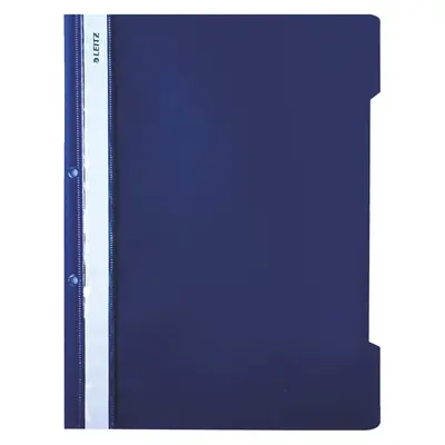 Корица на „Папка с машинка и перфорация LEITZ, A4, PP 170 mic, кристал, тъмносиня"