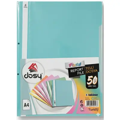 Корица на „Папка с машинка и перфорация DOSY Pastel A4, PP, 180 mic, тюркоаз"