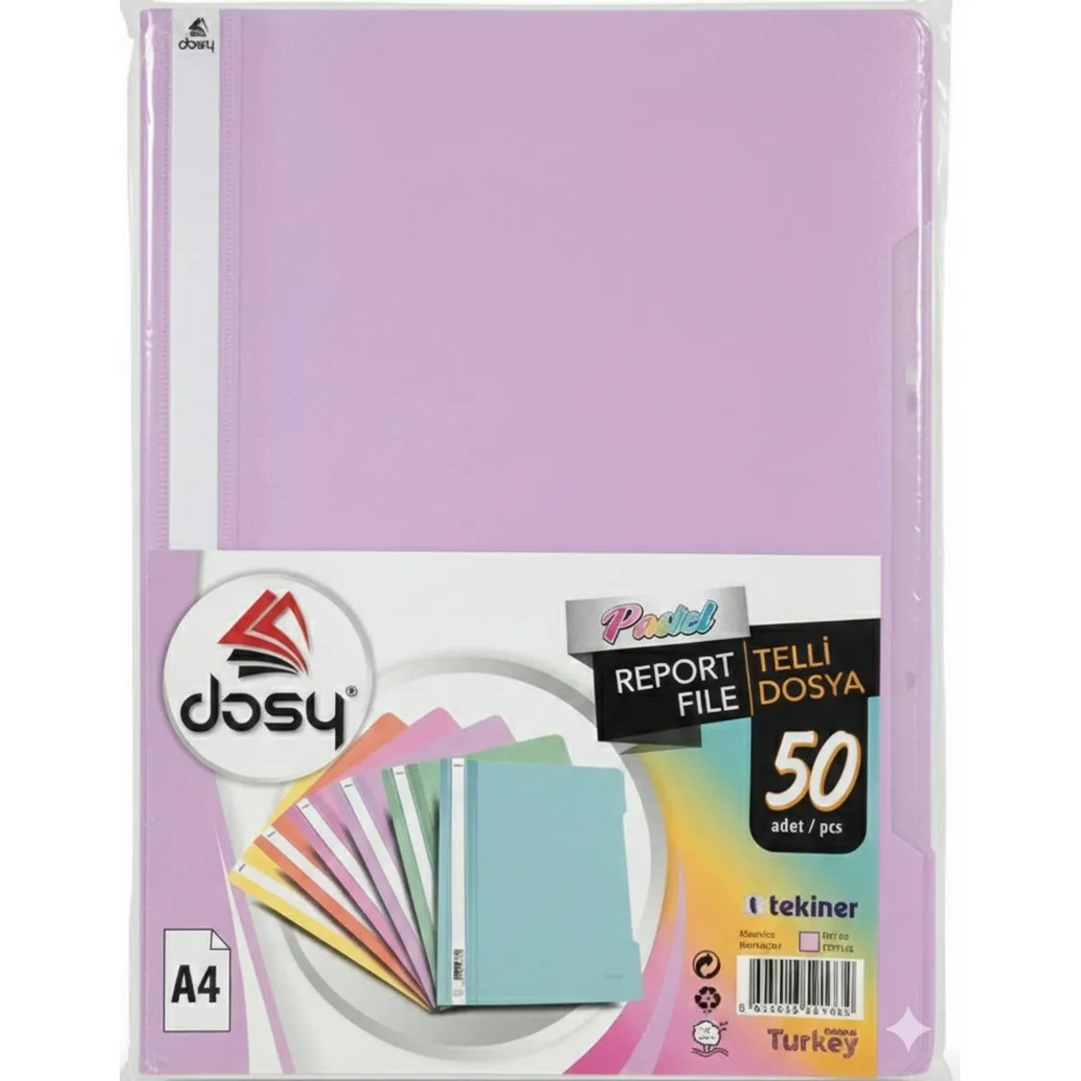 Папка с машинка и перфорация DOSY Pastel A4, PP, 180 mic, лавандула