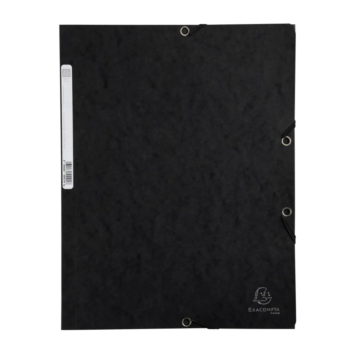 Папка с ластик и 3 капака EXACOMPTA Premium, A4, Genuine картон 400 г, черна