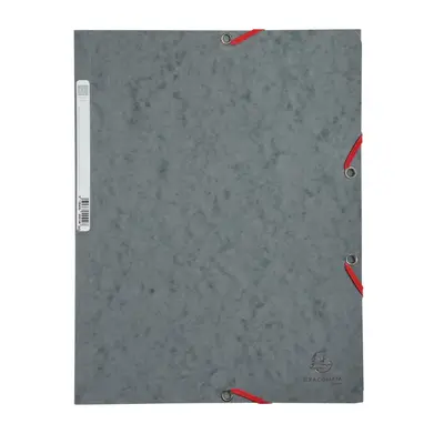 Корица на „Папка с ластик и 3 капака EXACOMPTA Premium, A4, Genuine картон 400 г, сива"