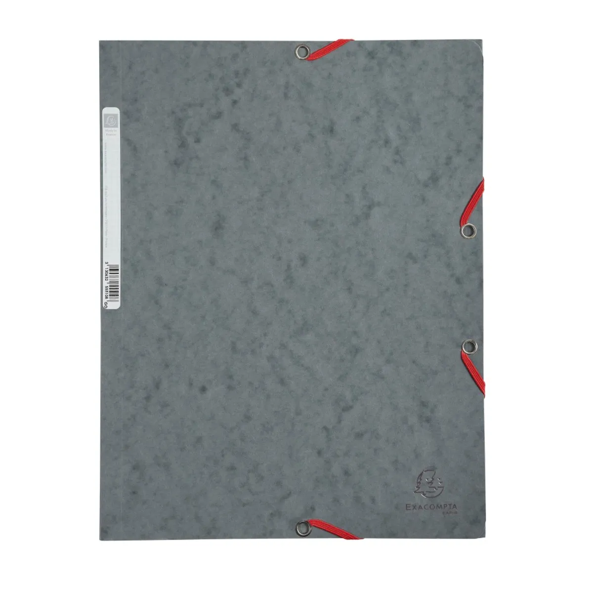 Папка с ластик и 3 капака EXACOMPTA Premium, A4, Genuine картон 400 г, сива