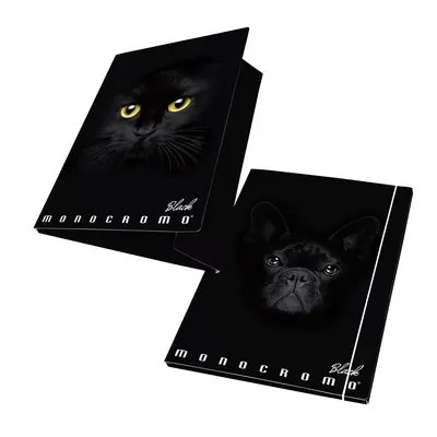 Корица на „Папка с ластик и 3 капака PIGNA Monocromo, А4, картон с UV лак, черна"