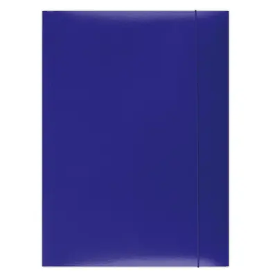 Корица на „Папка с ластик и 3 капака OFFICE PRODUCTS, A4, картон 300 г с UV лак, синя"