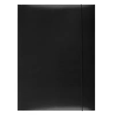 Корица на „Папка с ластик и 3 капака OFFICE PRODUCTS, A4, картон 300 г с UV лак, черна"