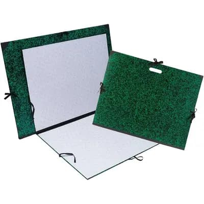 Корица на „Папка за рисунки EXACOMPTA Marbled Green, 500х650 мм, А2, картон 1292 г, с текстилни връзки и гръб,"
