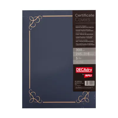 Корица на „Папка за сертификати DECAdry, картон 300 г, тъмносиня"