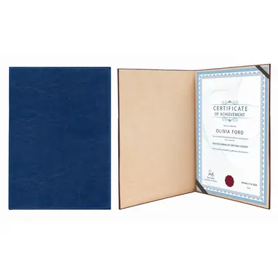 Корица на „Папка за сертификати LASTVA Certificate A4+, 230x320 мм, PU термокорица, синя"