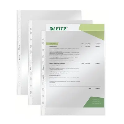 Корица на „Джоб с европерфорация LEITZ Premium, A4, РР 90 mic, кристал, 100 бр."