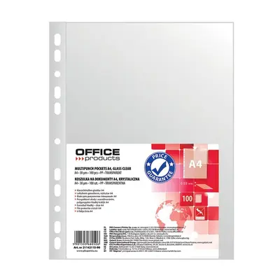 Корица на „Джоб с европерфорация OFFICE PRODUCTS, A4, РР 30 mic, кристал, 100 бр."