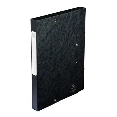 Корица на „Кутия за документи с ластик EXACOMPTA Premium, 250х330х40 мм, A4, Genuine картон 600 г, черна"