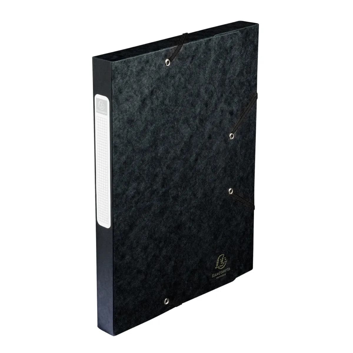 Кутия за документи с ластик EXACOMPTA Premium, 250х330х40 мм, A4, Genuine картон 600 г, черна