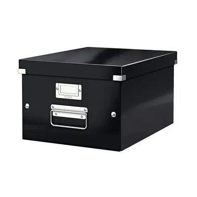 Корица на „Кутия с дръжки LEITZ WOW Click&Store, 281х200х370 мм, РР ламиниран картон, черна"