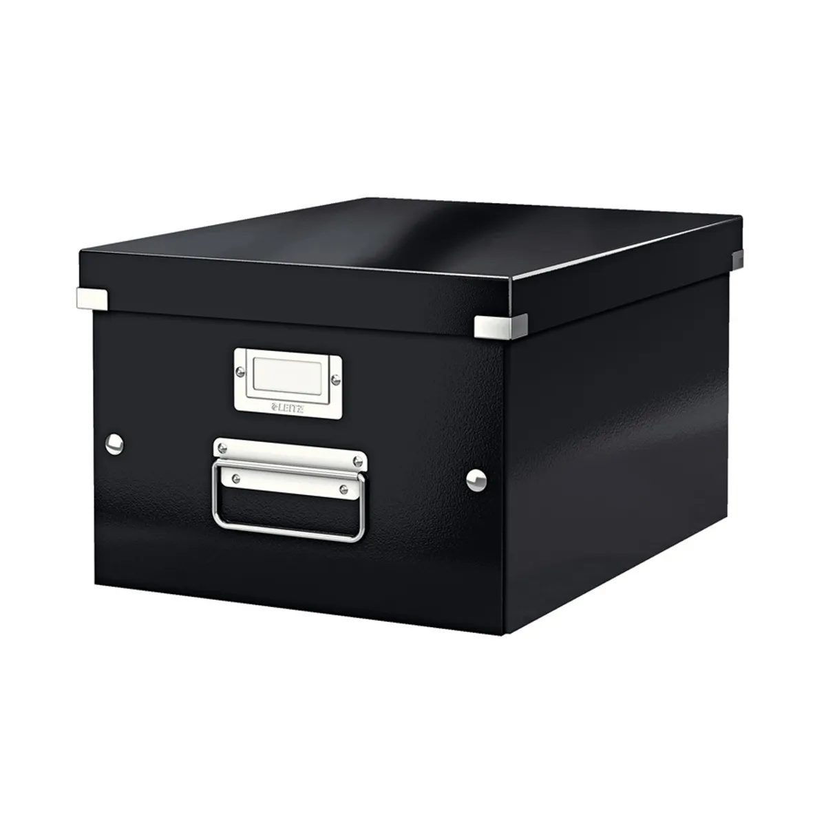 Кутия с дръжки LEITZ WOW Click&Store, 281х200х370 мм, РР ламиниран картон, черна
