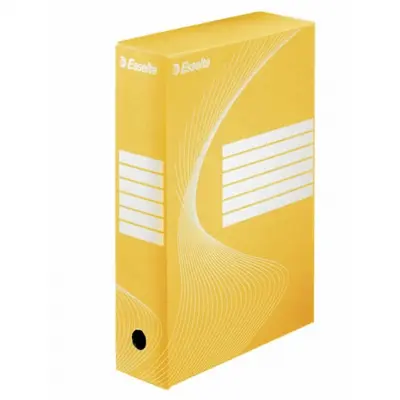 Корица на „Архивна кутия Esselte Standard, 352х250х80 мм, рециклирано велпапе, жълта"