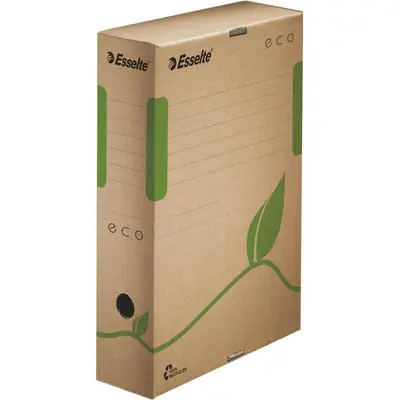 Корица на „Архивна кутия Esselte Eco, 233х327х100 мм, рециклирано велпапе, кафява"