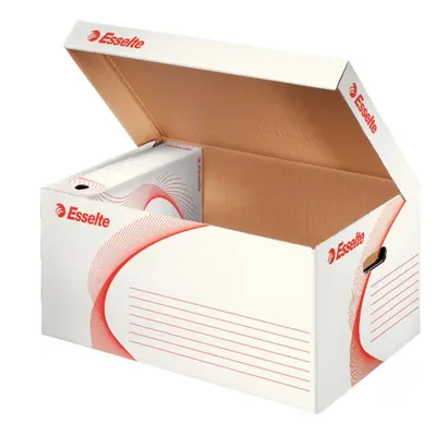 Корица на „Архивен кашон Esselte Standard, 560х265х380 мм, рециклирано велпапе, с дръжки, бял"
