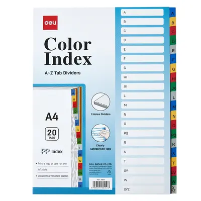 Корица на „Разделител Deli Start Plus, A-Z, E38157, PP 120 mic, A4, лицева страница"