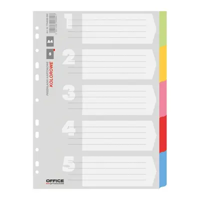 Корица на „Цветен разделител OFFICE PRODUCTS, 5 теми, картон 170 г, A4"