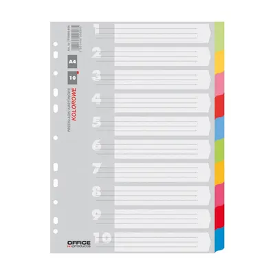 Корица на „Цветен разделител OFFICE PRODUCTS, 10 теми, картон 170 г, A4"