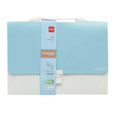 Корица на „Чанта за документи Deli LonGreen, EF627, 13 отделения и индекси, PP, синя"