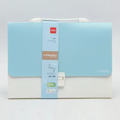 Корица на „Чанта за документи Deli LonGreen, EF627, 13 отделения и индекси, PP, синя"