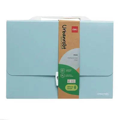 Корица на „Чанта за документи Deli Urbanroot EF633, 13 отделения и индекси, PP, синя"
