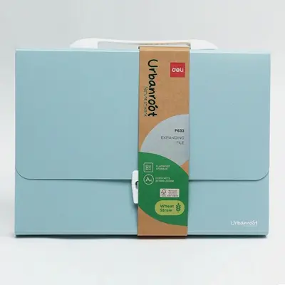 Корица на „Чанта за документи Deli Urbanroot EF633, 13 отделения и индекси, PP, синя"