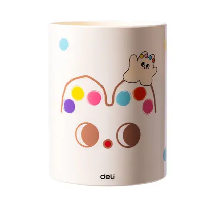 Корица на „Моливник Deli Pupubaby, EZ450, PS, 104х79х79 мм, бял"