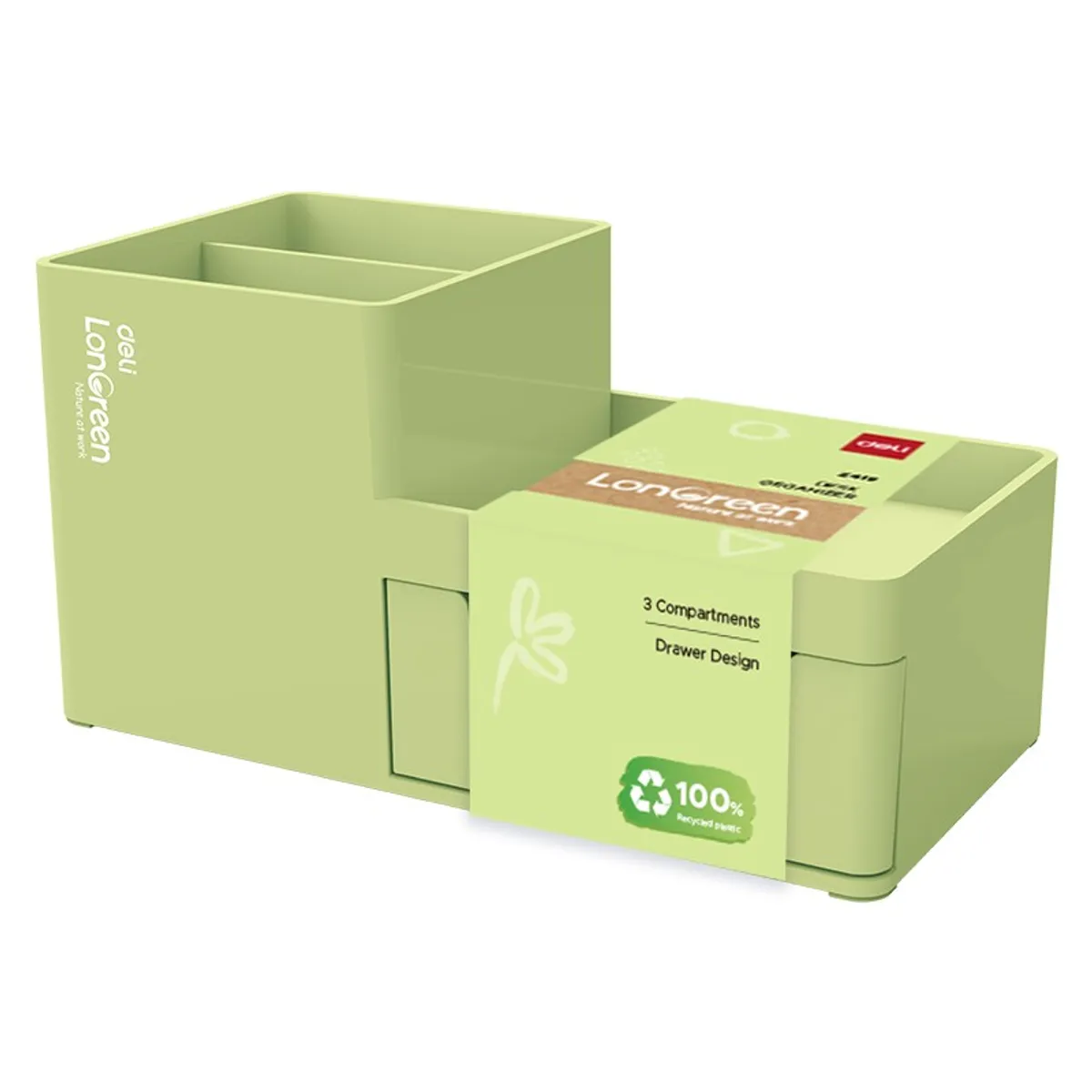Органайзер за бюро Deli LonGreen, EZ419, 4 отделения, 172х88х90 мм, зелен