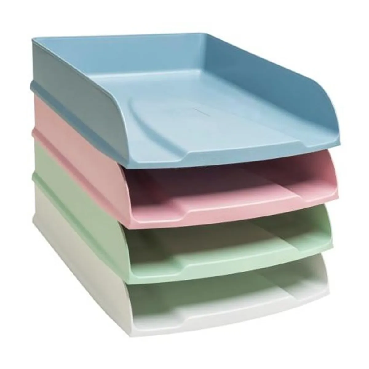 Комплект хоризонтални поставки EXACOMPTA AutentiK, Polystyrene, 4 цвята - бял, сивосин, зелен, розов