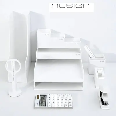 Корица на „Комплект за бюро Nusign Classic ENS003, 13 части, хоризонтални/вертикални поставки и аксесоари, бели"