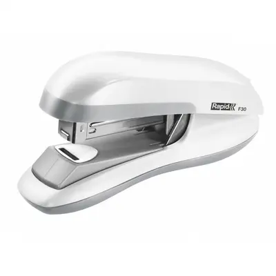 Корица на „Телбод Rapid F30 Flat Clinch, за 30 л.(80 г), 44х70х145 мм, телчета 24(26)/6, ABS + метал, бял"