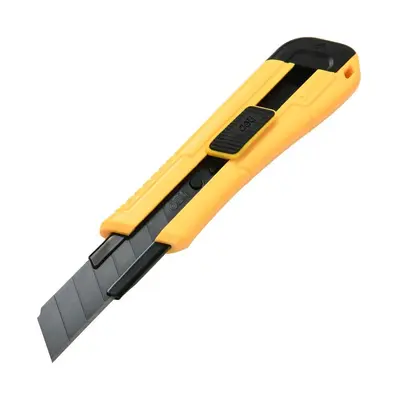 Корица на „Макетен нож Deli TOOLS, EDL018, професионален, SK2, черно острие 18 мм, мет. водач, заключване, жълт"