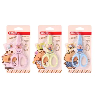 Корица на „Детска ножица Deli Capypets EM690, 120 мм, цветни дъжки и предпазна капачка"