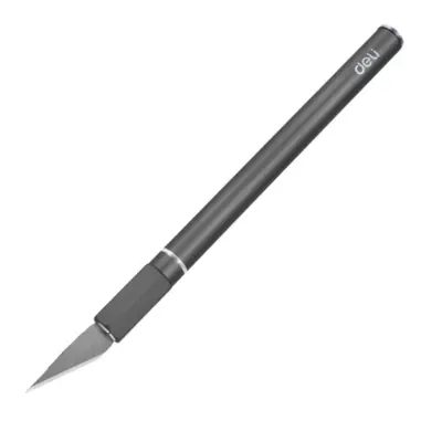 Корица на „Арт скалпел Deli TOOLS, EDL359201A, 146х9 мм, алуминиев, магнитен край, 10 резервни ножчета, сив"