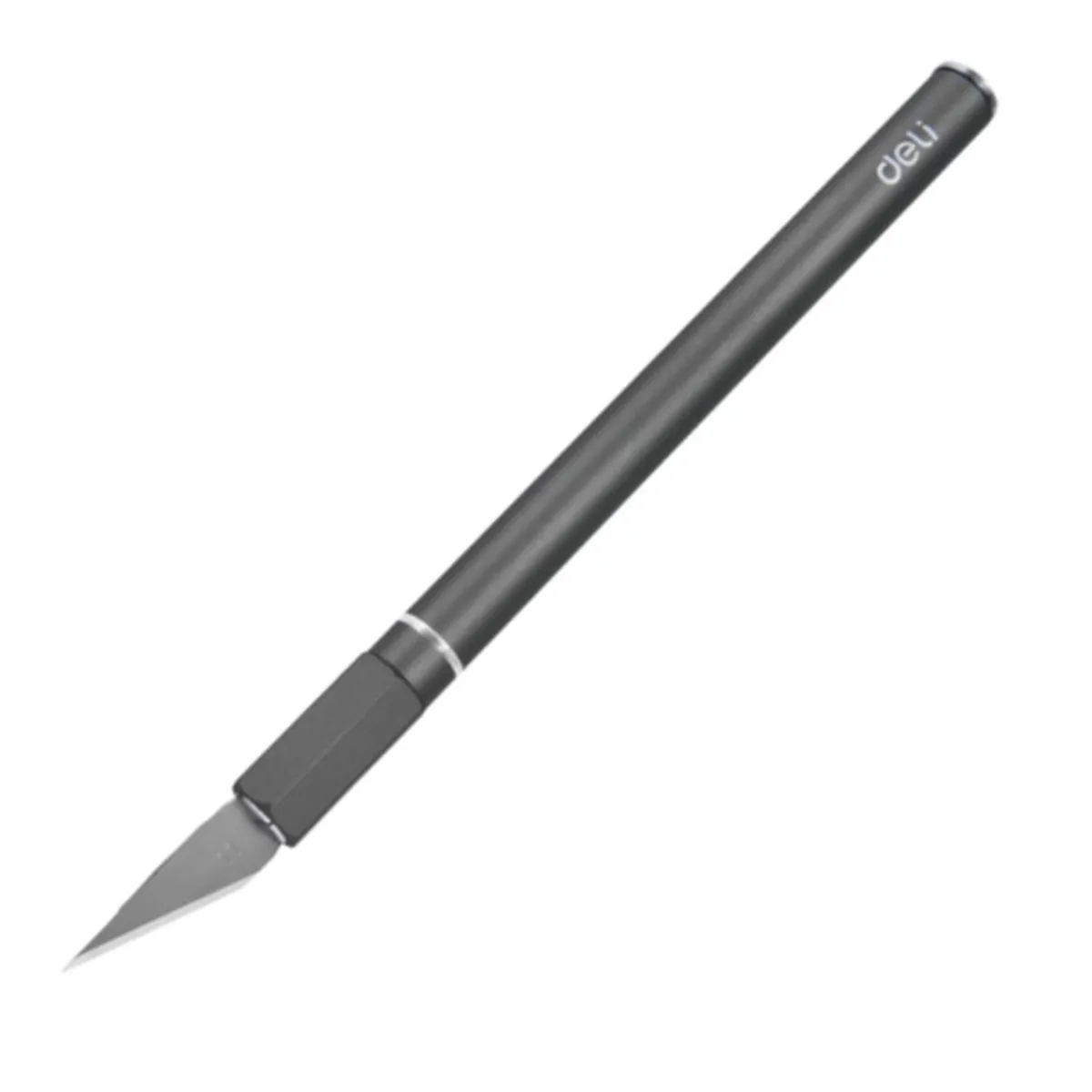 Арт скалпел Deli TOOLS, EDL359201A, 146х9 мм, алуминиев, магнитен край, 10 резервни ножчета, сив