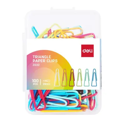 Корица на „Кламери Deli Vivid триъг., 28 мм, 100 бр.-цветни"
