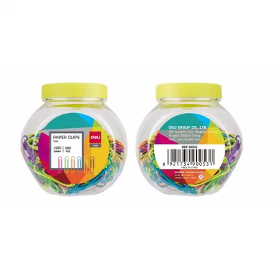 Корица на „Кламери Deli Vivid, 29 мм, 200 бр. - цветни"