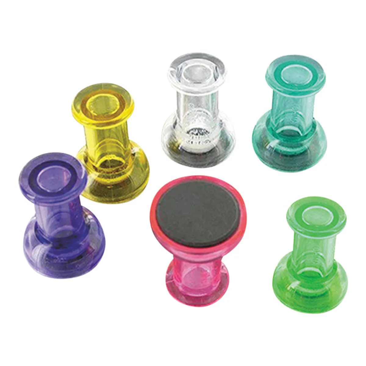 Магнити за бяла дъска Bi-Office, colour cristal pin, цветни, комплект 6 бр.
