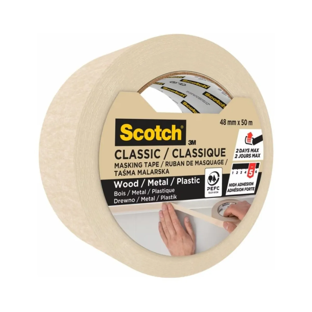 Хартиена лента Scotch Classic 4850, 48 мм x 50 м, самозалепваща, бежова