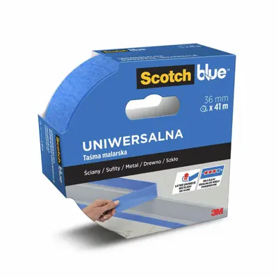 Корица на „Хартиена лента ScotchBlue™, 36 мм x 41 м, самозалепваща, акрилна, за всички повърхности, синя"