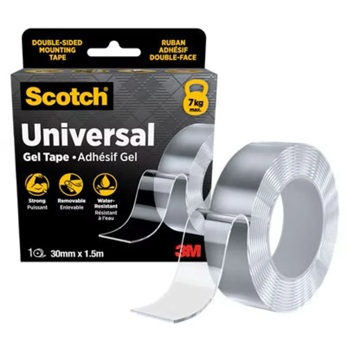 Монтажна лента Scotch Universal Gel, 30 мм x 1,5 м, издържливост 4,5 кг/м