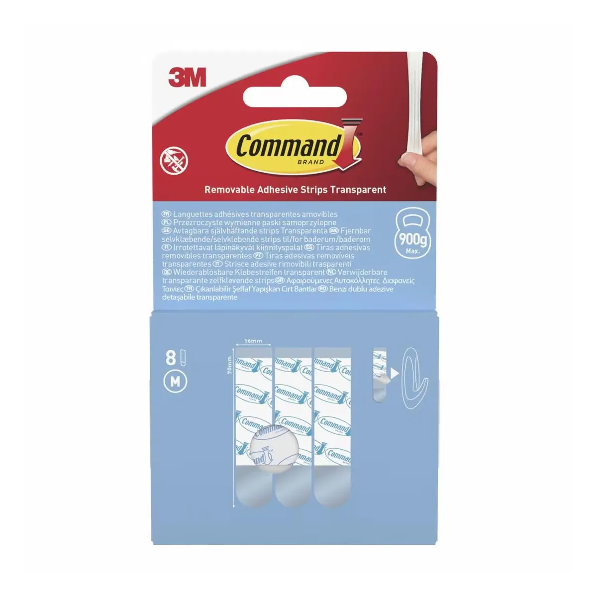 Монтажни ленти 3М Command™ Transparent Removable, 70 х19 мм, 8 бр. прозрачни, презалепващи