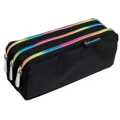 Корица на „Несесер EXACOMPTA Rainbow, 3 отделения, с цип, правоъгълен, 22.5х8х10 см, текстил, черен"