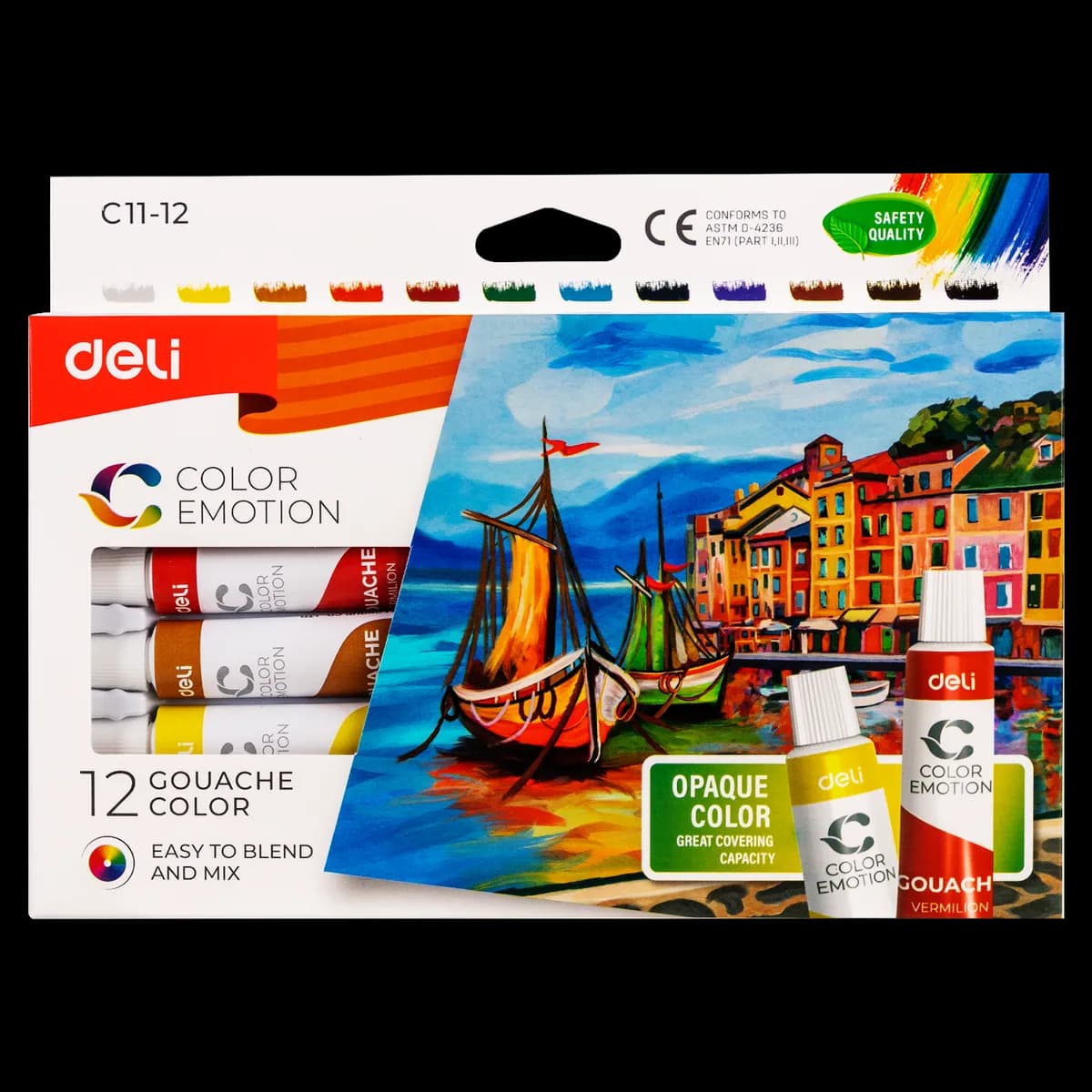 Темперни бои Deli Gouache 12цв.х12 мл. в тубички
