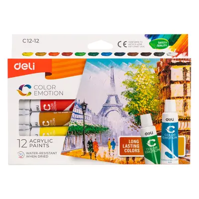Корица на „Aкрилни бои Deli Acrylic 12 цв. х 12 ml -EC12-12"