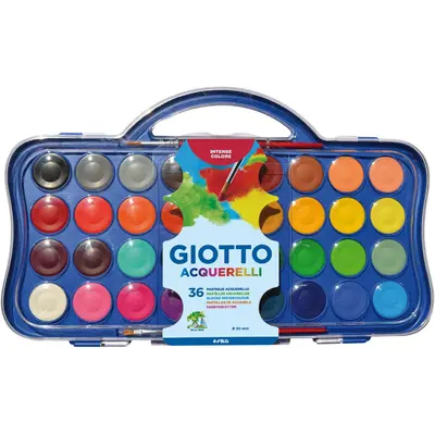 Корица на „Акварелни бои GIOTTO, ф 30 мм, 36 цвята + четка"