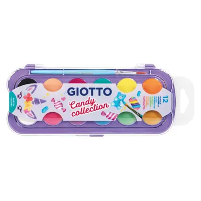 Корица на „Акварелни бои GIOTTO Candy Collection, ф 30 мм, 12 цвята + четка"
